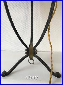 Lampe en fer forgé art déco tulipe Muller frères Lunéville Edgar Brandt Nics