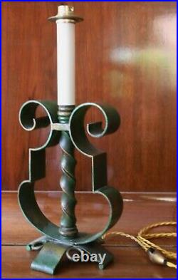 Lampe en fer forgé forme lyre art déco 1940 Poillerat Subes