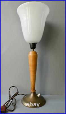 Lampe en métal, bois et opaline, style Mazda, Art Deco, années 60