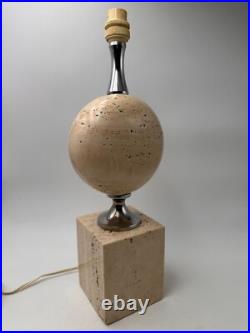 Lampe en travertin et métal chromé de Philippe Barbier, vers 1960's