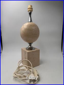 Lampe en travertin et métal chromé de Philippe Barbier, vers 1960's