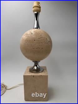 Lampe en travertin et métal chromé de Philippe Barbier, vers 1960's