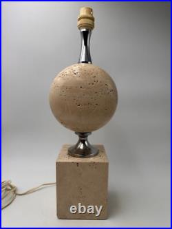 Lampe en travertin et métal chromé de Philippe Barbier, vers 1960's