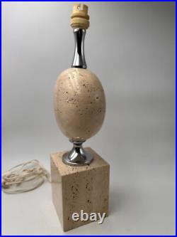 Lampe en travertin et métal chromé de Philippe Barbier, vers 1960's