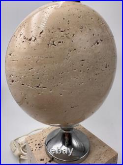 Lampe en travertin et métal chromé de Philippe Barbier, vers 1960's