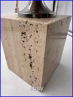 Lampe en travertin et métal chromé de Philippe Barbier, vers 1960's