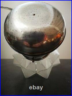 Lampe globe verre opalescent modèle rare Ø 18 cm ART DECO 1930 POLYEDRE 96 faces