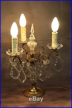 Lampe (la paire) girandoles candélabres en bronze et cristal 3 lumières