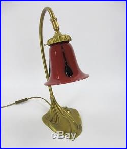 Lampe laiton tulipe Loetz Tango Rouge Michael Powolny Bohême Art Deco