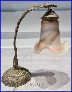 Lampe lanterne art déco bronze tulipe Vianne Art deco bronze tulip lamp Vianne