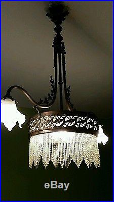 Lampe lustre plafonnier de billard vintage années 1900 1930 design art deco