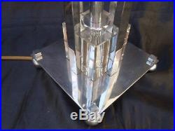 Lampe moderniste cristal bronze nickele vers 1950 attribué Jacques Adnet