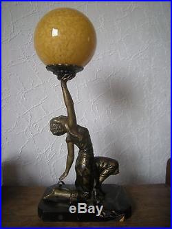 Lampe sculpture art deco 1930 MOLINS statuette femme antique woman statue lamp