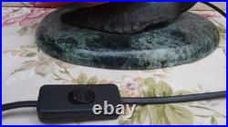 Lampe style Art Déco Escargot Bronze coquille pate de verre socle Marbre Vintage