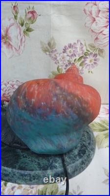 Lampe style Art Déco Escargot Bronze coquille pate de verre socle Marbre Vintage