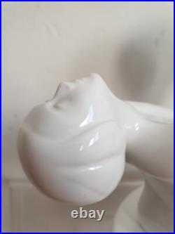 Lampe table faience sculpture femme vintage 70 globe verre style art deco