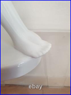 Lampe table faience sculpture femme vintage 70 globe verre style art deco