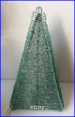 Lampe table pyramidale morceaux de verre metal luminaire light vintage brut