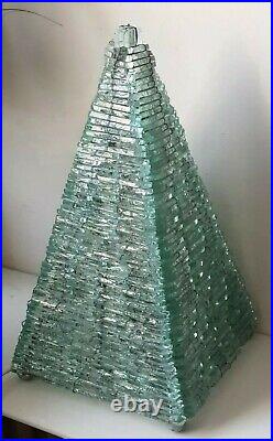Lampe table pyramidale morceaux de verre metal luminaire light vintage brut