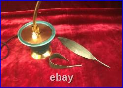 Lampe veilleuse ART DECO brin de muguet 31 cm Laiton Céramique Clochette opaline