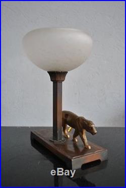 Lampe veilleuse Art déco 1930 à la panthère Schneider