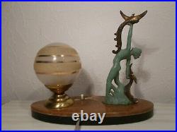 Lampe veilleuse art deco 1950 sculpture femme nue statuette style max le verrier