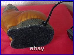 Lampe veilleuse art déco Chat Métal Doré Pâte de Verre