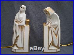 Lampe veilleuse art deco femme & homme oriental ELTE antique perfume lamp statue