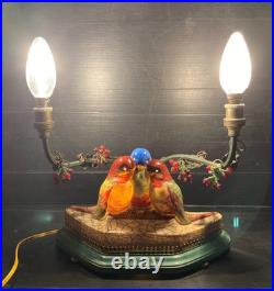 Lampe veilleuse oiseaux en céramique porcelaine perles Art nouveau déco bird