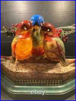 Lampe veilleuse oiseaux en céramique porcelaine perles Art nouveau déco bird