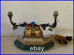 Lampe veilleuse oiseaux en céramique porcelaine perles Art nouveau déco bird