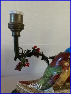 Lampe veilleuse oiseaux en céramique porcelaine perles Art nouveau déco bird