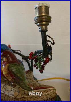 Lampe veilleuse oiseaux en céramique porcelaine perles Art nouveau déco bird