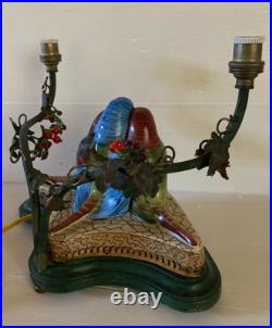 Lampe veilleuse oiseaux en céramique porcelaine perles Art nouveau déco bird