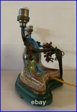 Lampe veilleuse oiseaux en céramique porcelaine perles Art nouveau déco bird