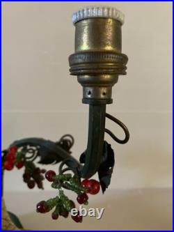 Lampe veilleuse oiseaux en céramique porcelaine perles Art nouveau déco bird