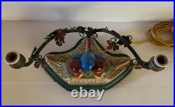 Lampe veilleuse oiseaux en céramique porcelaine perles Art nouveau déco bird