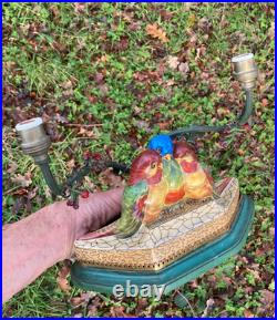 Lampe veilleuse oiseaux en céramique porcelaine perles Art nouveau déco bird