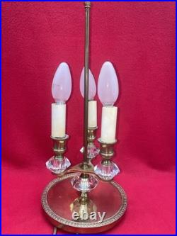 Lampe vintage 3 feux laiton verre facetté miroir style Art Déco 1950