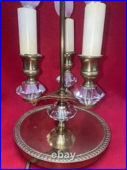 Lampe vintage 3 feux laiton verre facetté miroir style Art Déco 1950