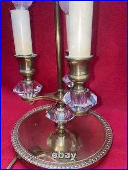 Lampe vintage 3 feux laiton verre facetté miroir style Art Déco 1950