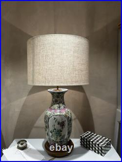 Lampe vintage porcelaine de limoge Signé piétement métal -Années 60 Style Longwy