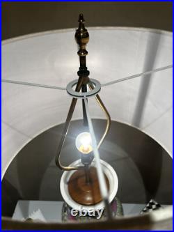 Lampe vintage porcelaine de limoge Signé piétement métal -Années 60 Style Longwy