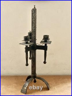 Lampe vintage tripode art deco fer forgé ferronnerie d'art signée FERRO ARTE