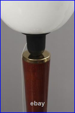 Lampe vintage type Mazda bois laiton & opaline Design Art Déco