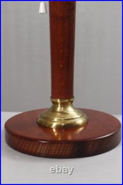 Lampe vintage type Mazda bois laiton & opaline Design Art Déco