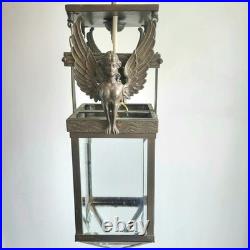 Lanterne de Vestibule Lampe Avec Sphinges en Laiton et Verre Biseauté Électrifié