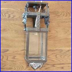 Lanterne de Vestibule Lampe Avec Sphinges en Laiton et Verre Biseauté Électrifié