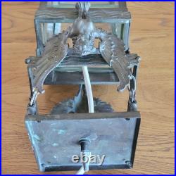 Lanterne de Vestibule Lampe Avec Sphinges en Laiton et Verre Biseauté Électrifié