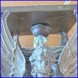 Lanterne de Vestibule Lampe Avec Sphinges en Laiton et Verre Biseauté Électrifié